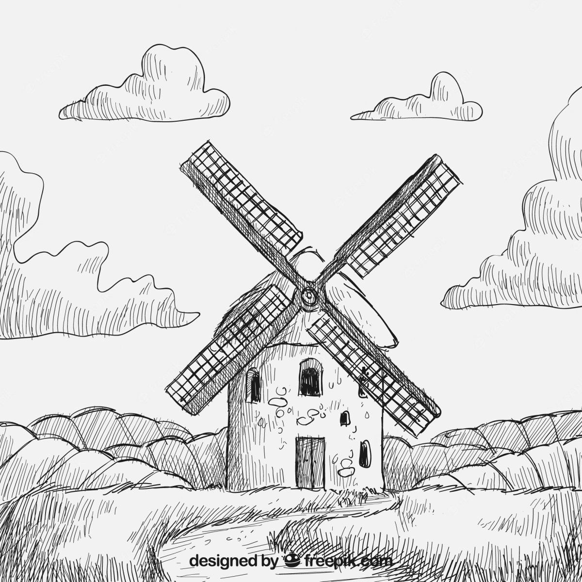 Ветряные мельницы раскраска для детей