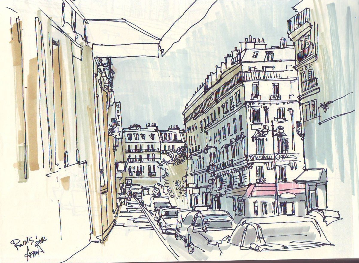 Япония город скетч