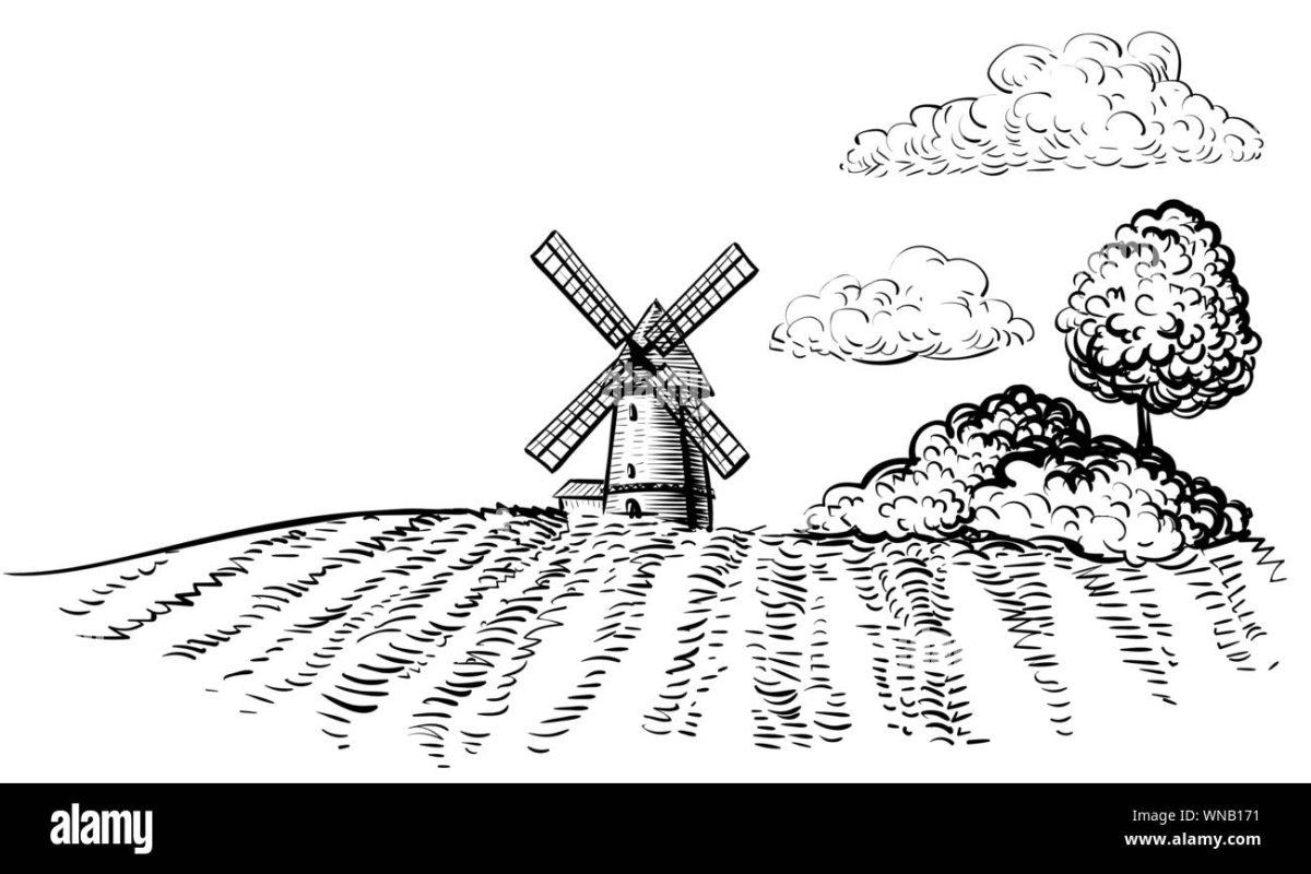 Пейзаж с мельницей