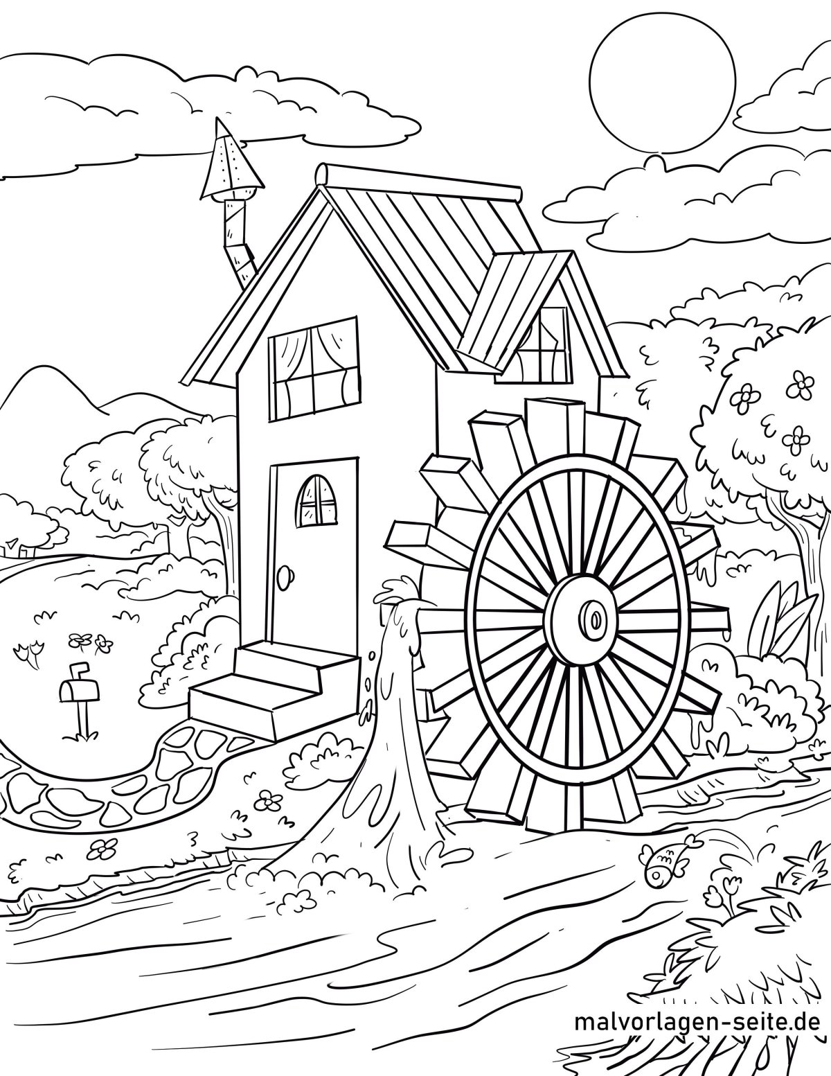 Ветряная мельница рисунок