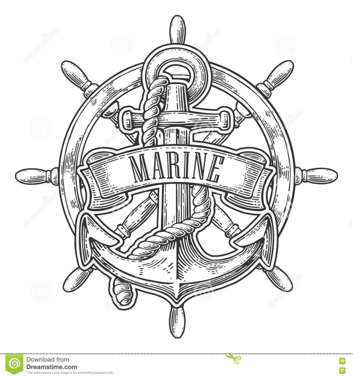 Узоры на морскую тематику якорь