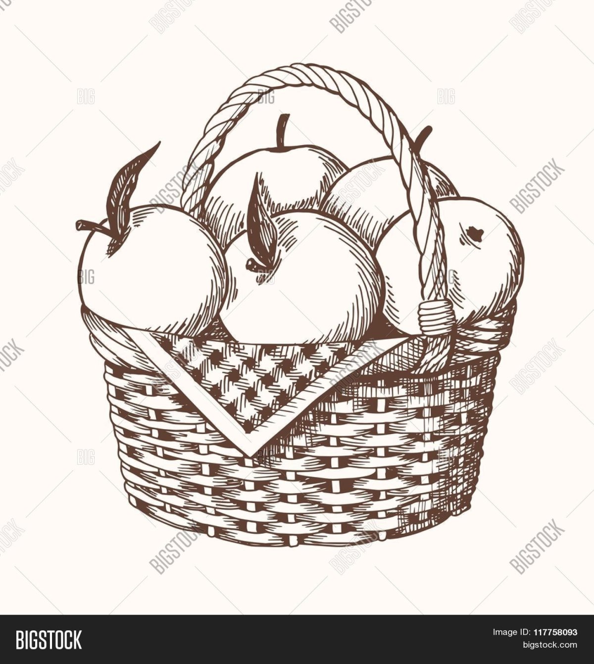 Антистресс раскраска корзина фруктов