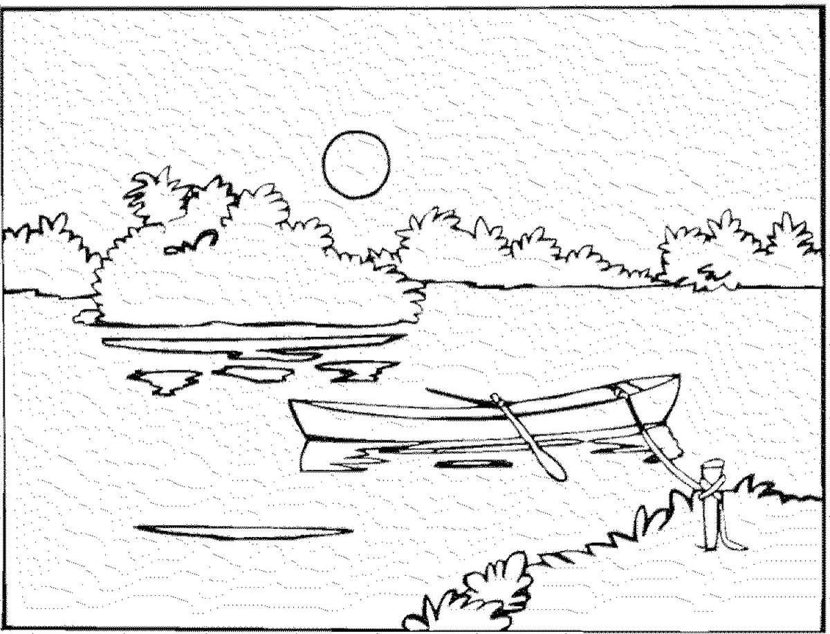 Летний пейзаж раскраска