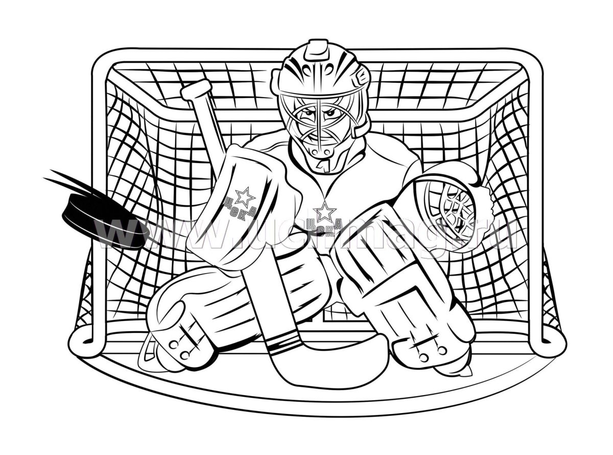 Раскраски хоккей вратарь ЦСКА