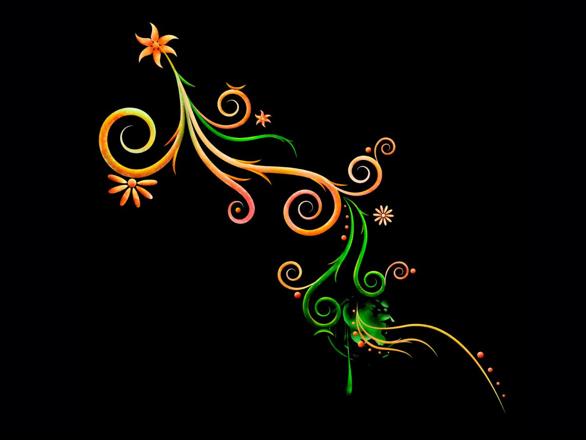 Черный фон с золотистыми узорами