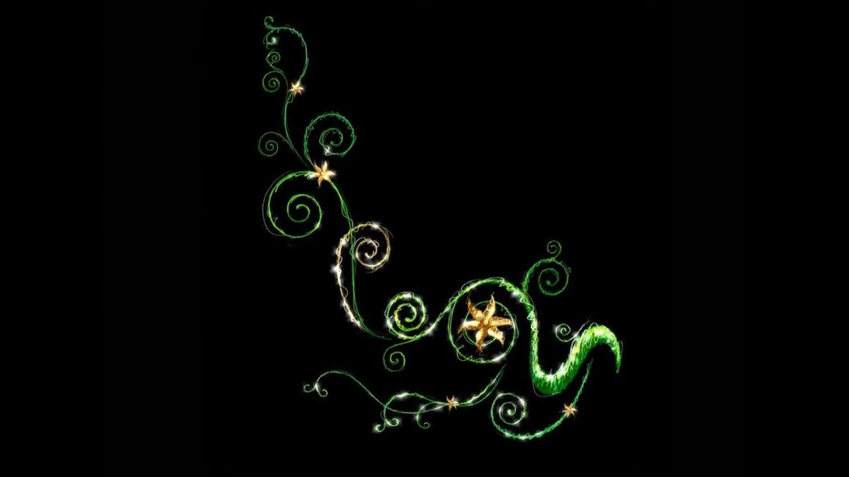 Зеленый узор на черном фоне