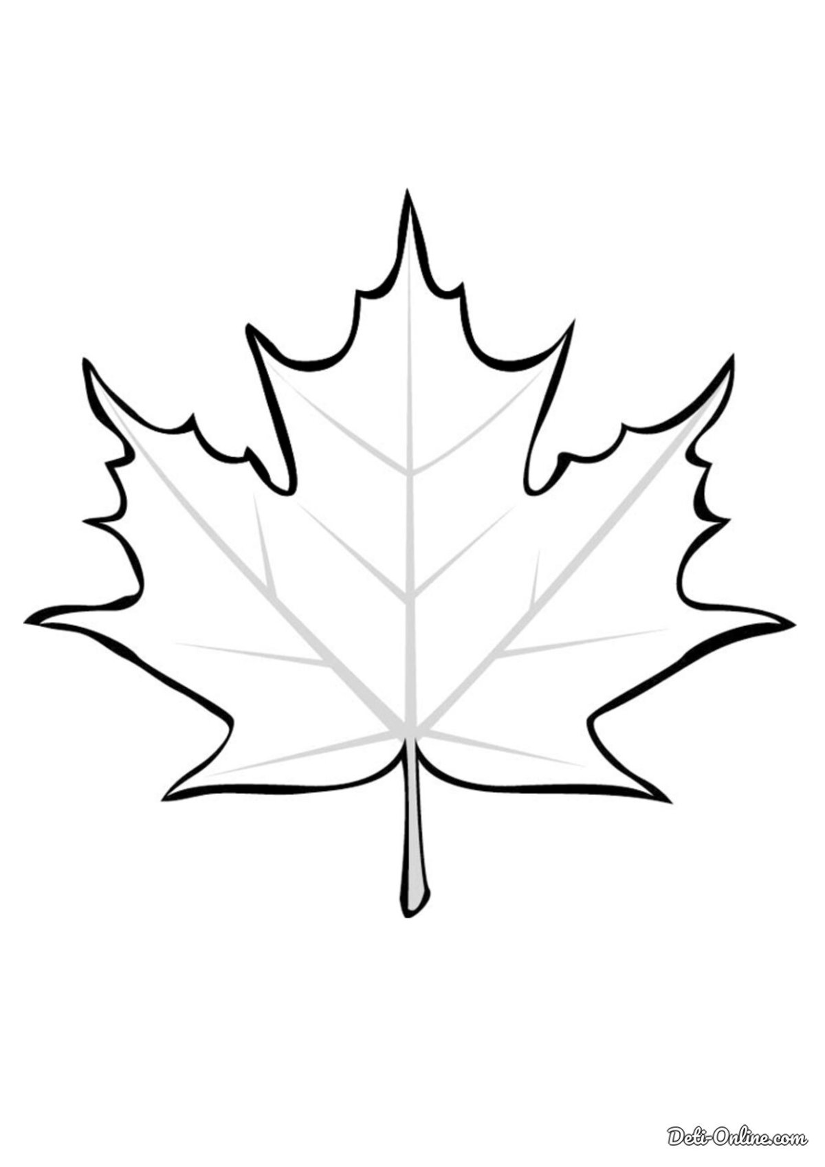 Лист клена раскраска