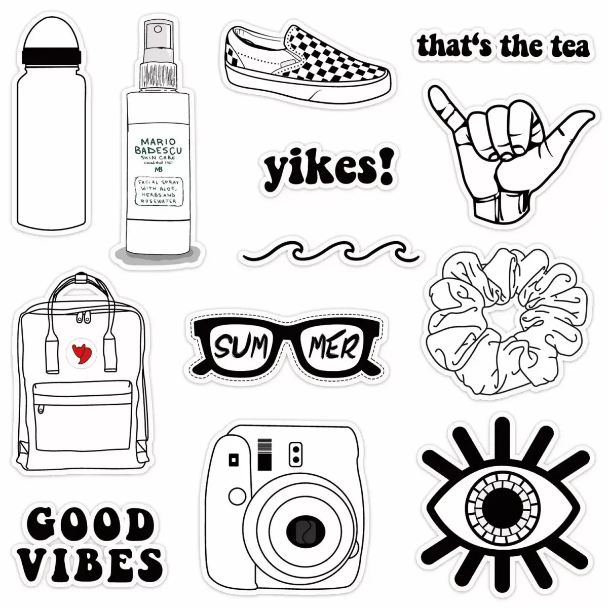 Наклейки для распечатки чёрно белые