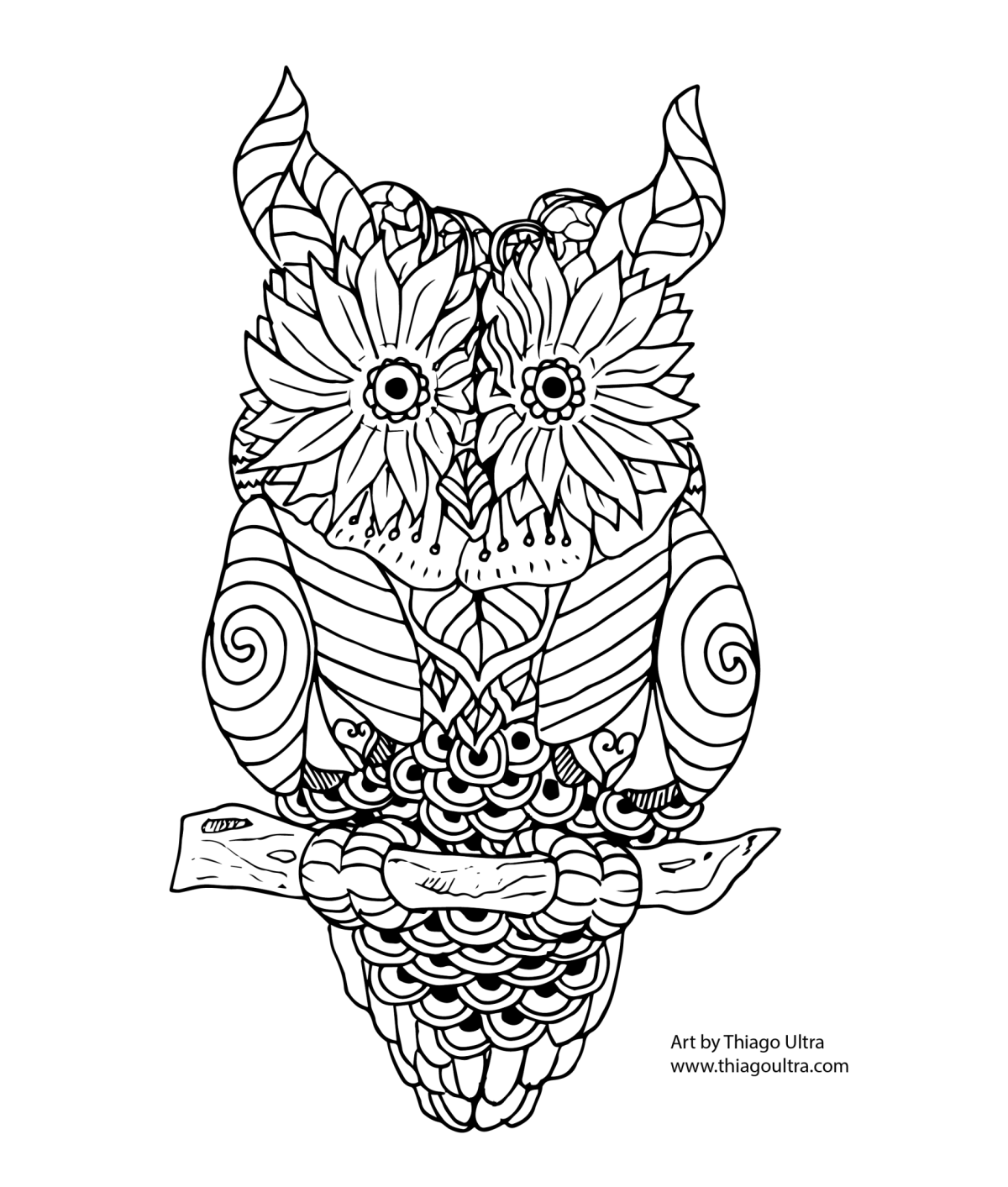 Мандула раскраска Сова