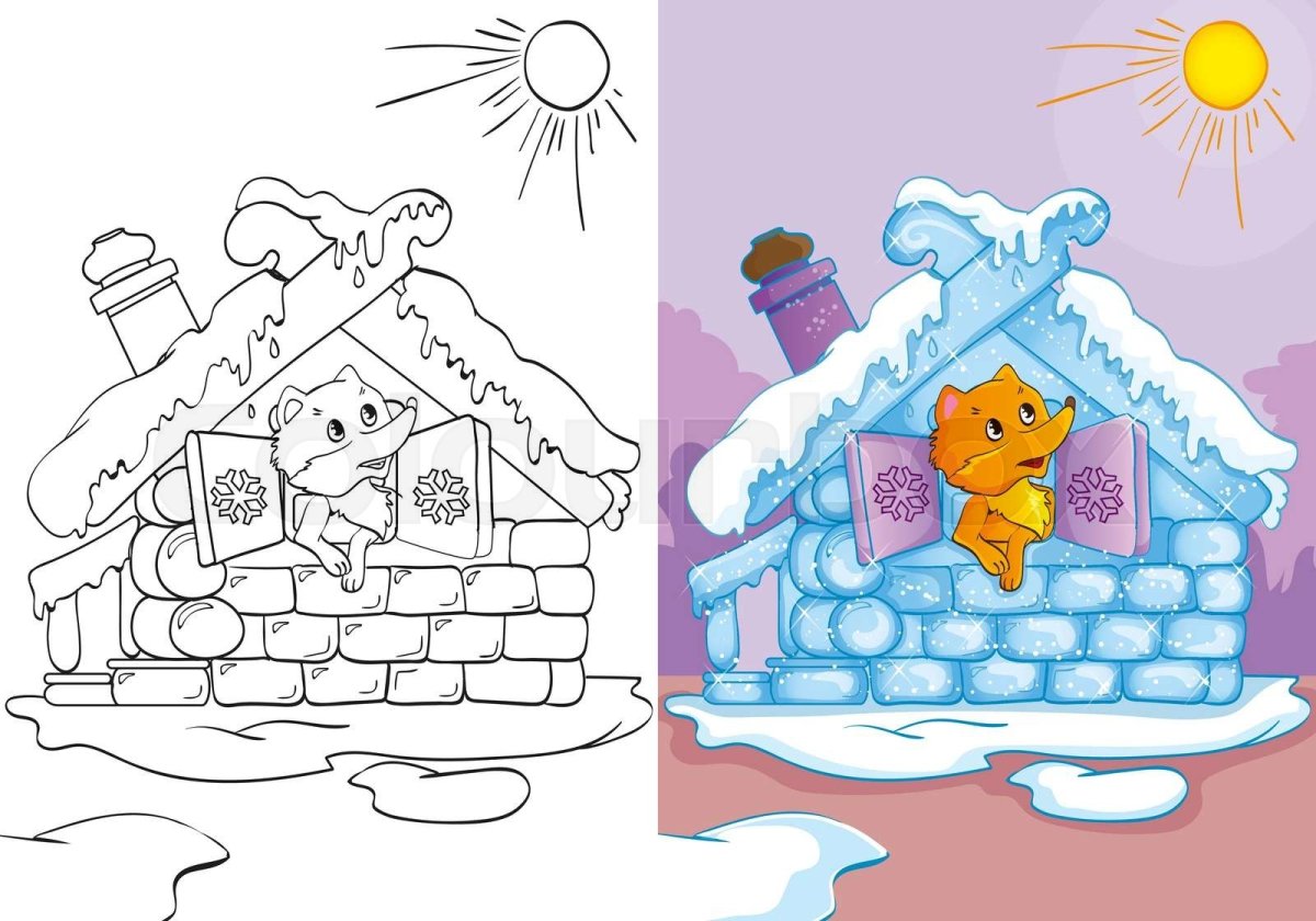 Дом у озера раскраска