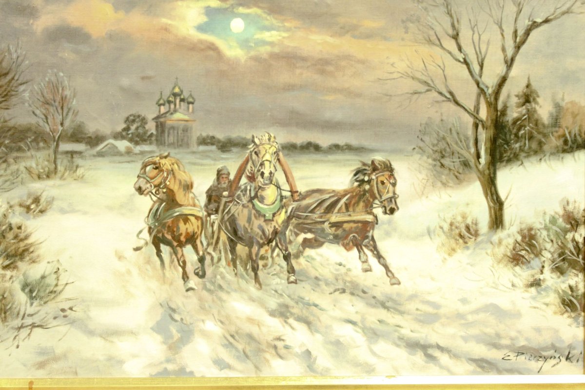 Сверчков Николай Егорович художник акварель зима тройка