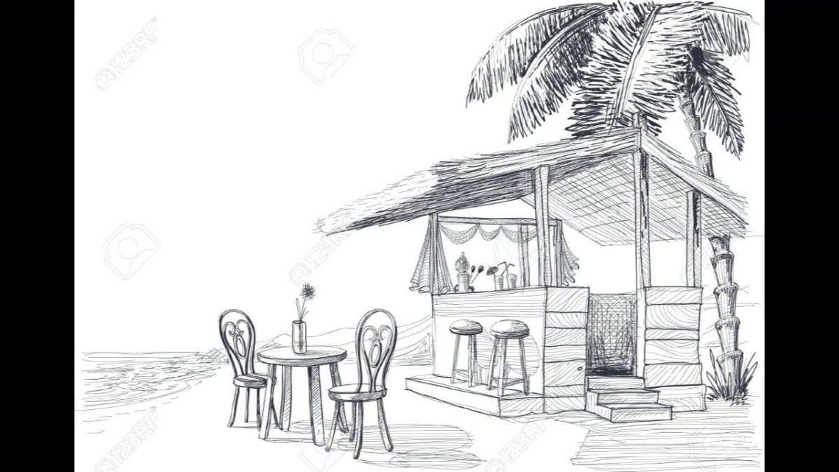 Скетч ресторана у моря