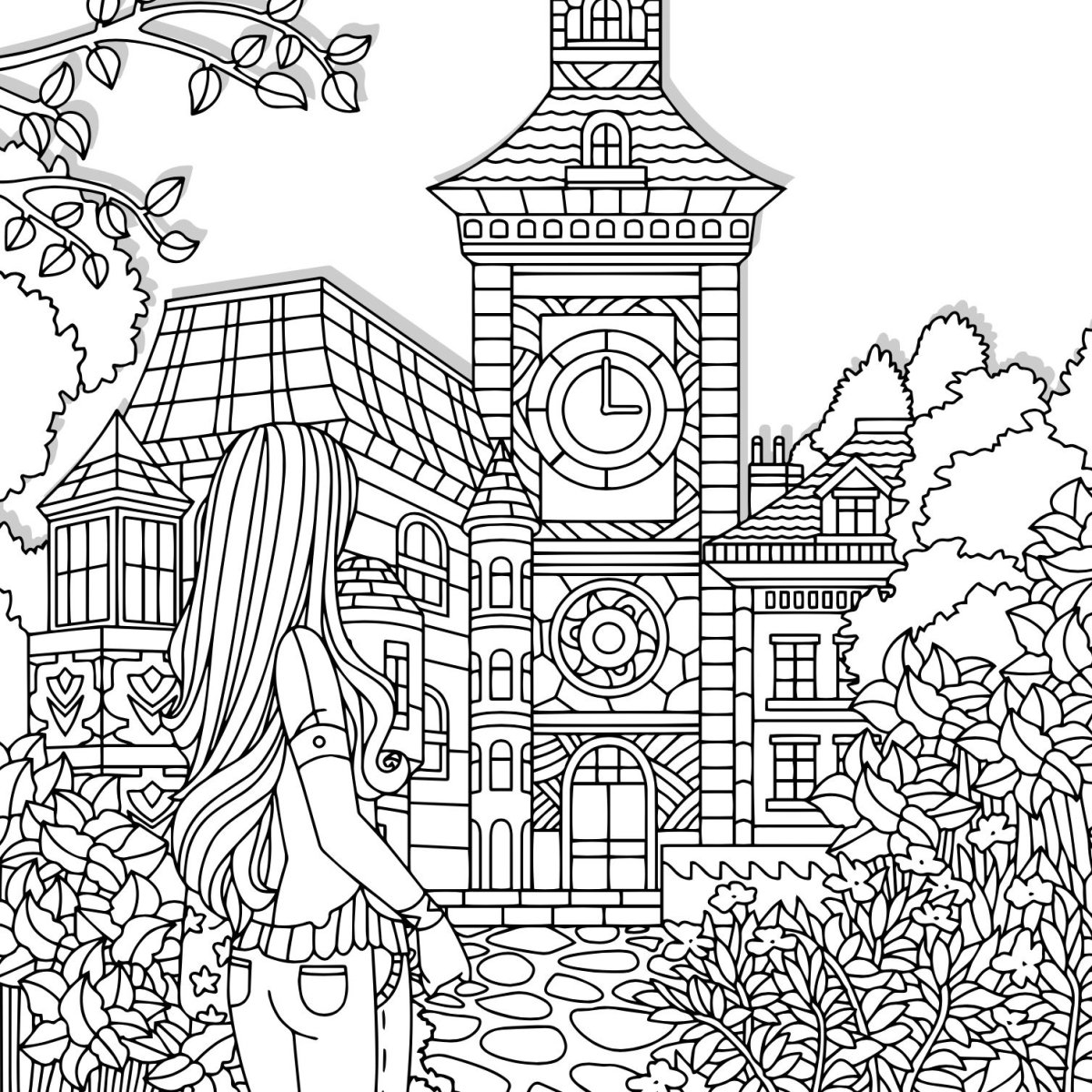 Раскраски сложные домики