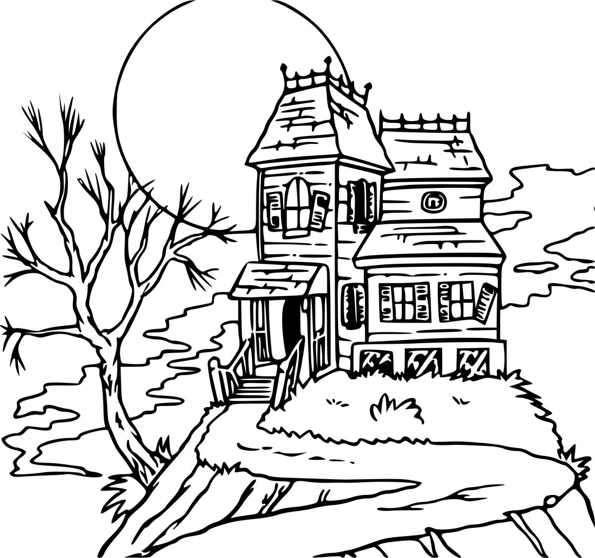 Пейзаж с домом раскраска