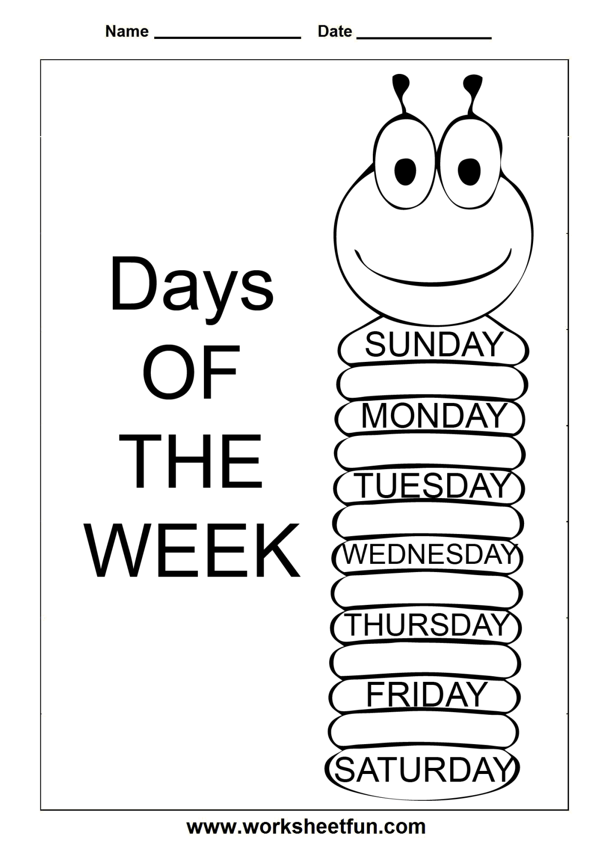Days of the week задания для детей