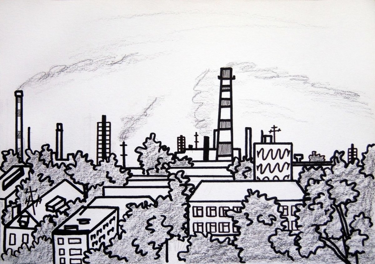 Раскраска заводы и фабрики