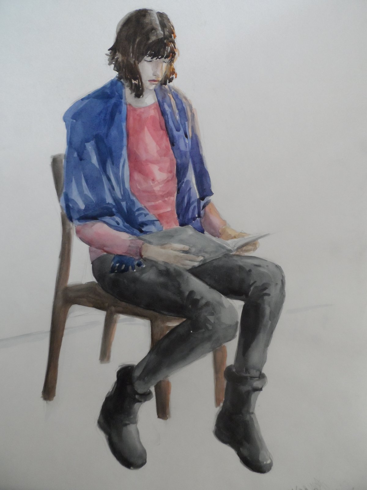 Этюд фигуры человека акварелью