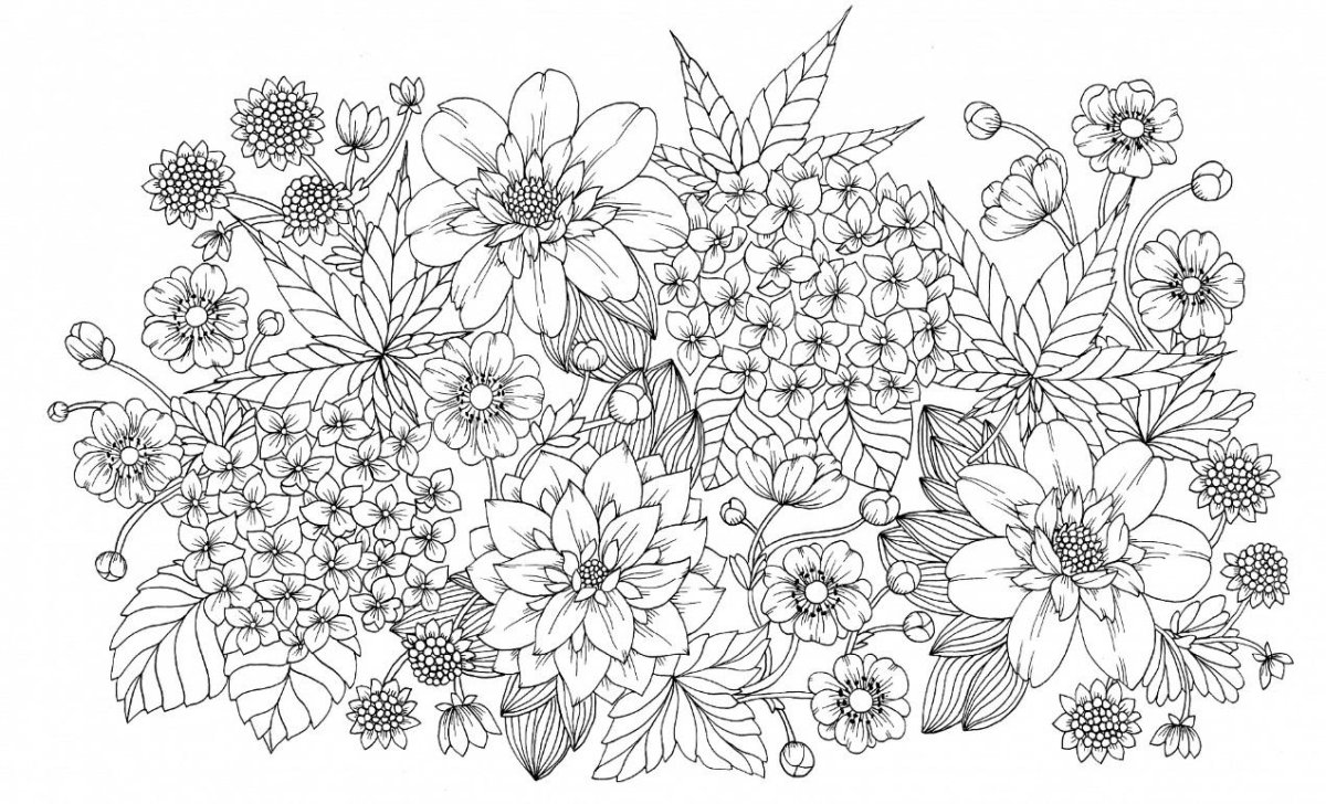 Раскраска антистресс "цветы"