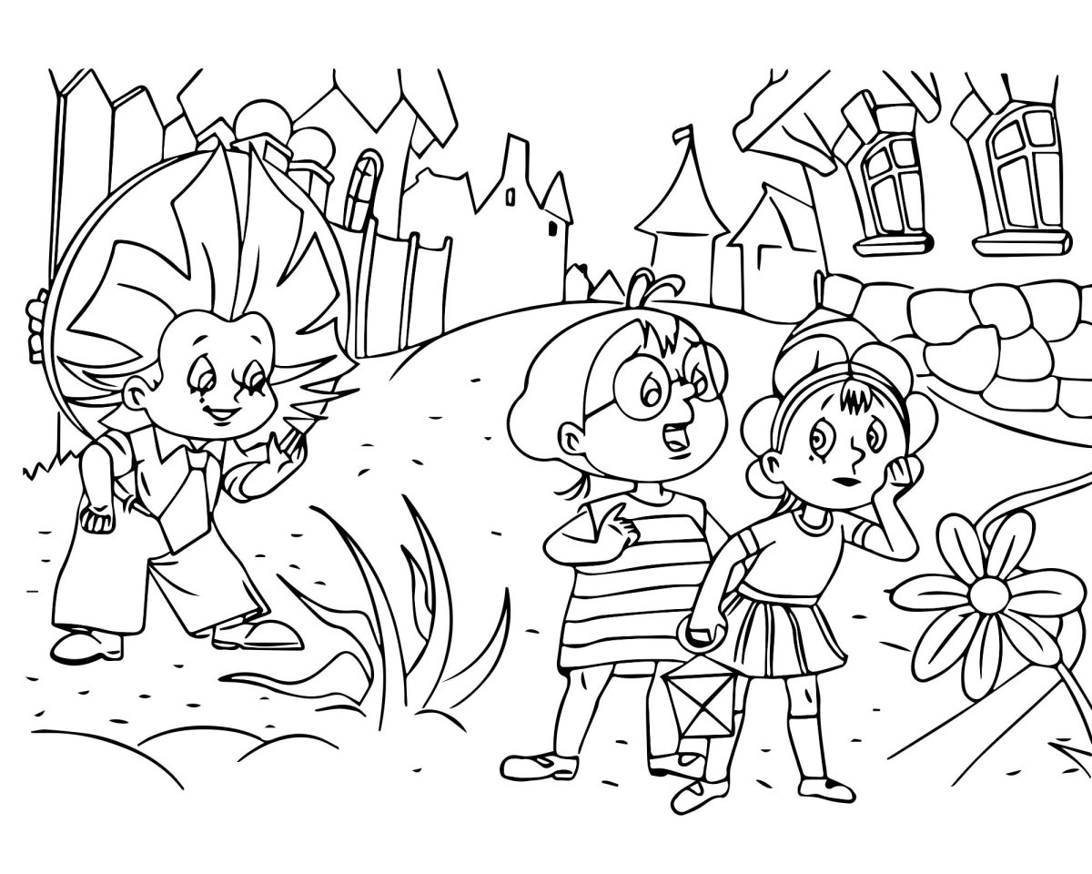 Раскраска к Носову Незнайка на Луне