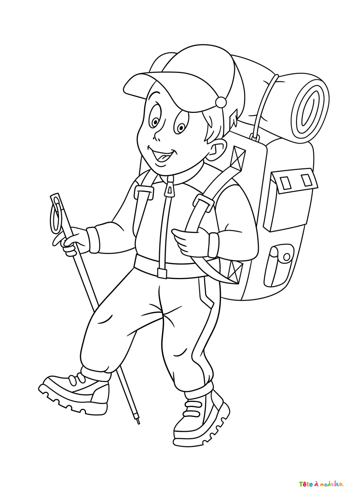 Раскраска туристы для детей