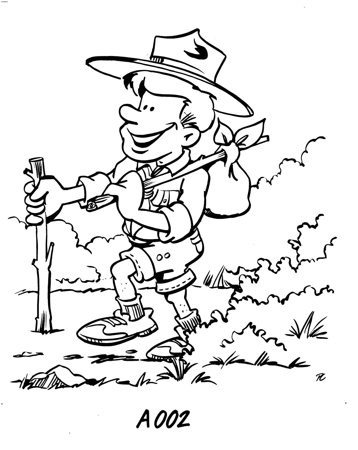 Раскраска туристы для детей