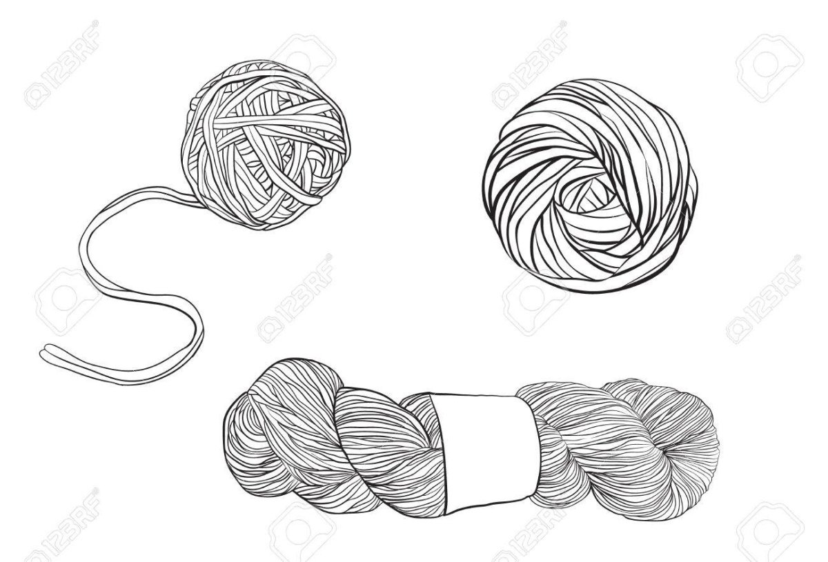 Раскраска для детей клубочек ниток