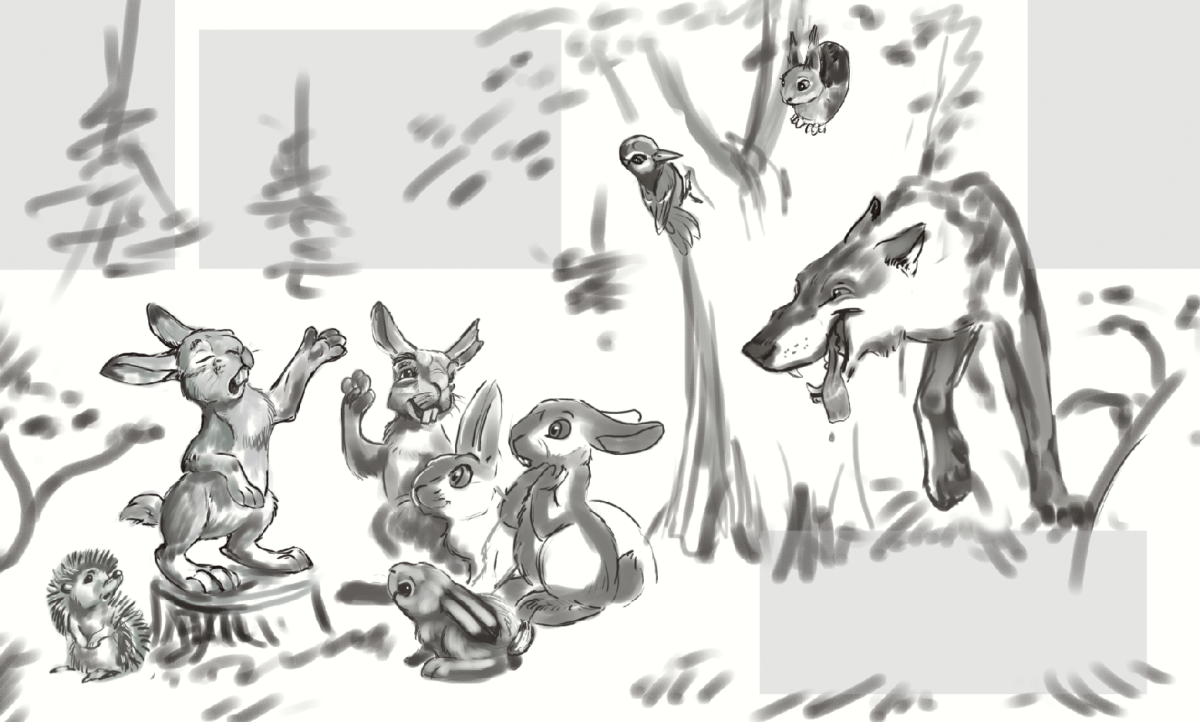 Зимний лес раскраска