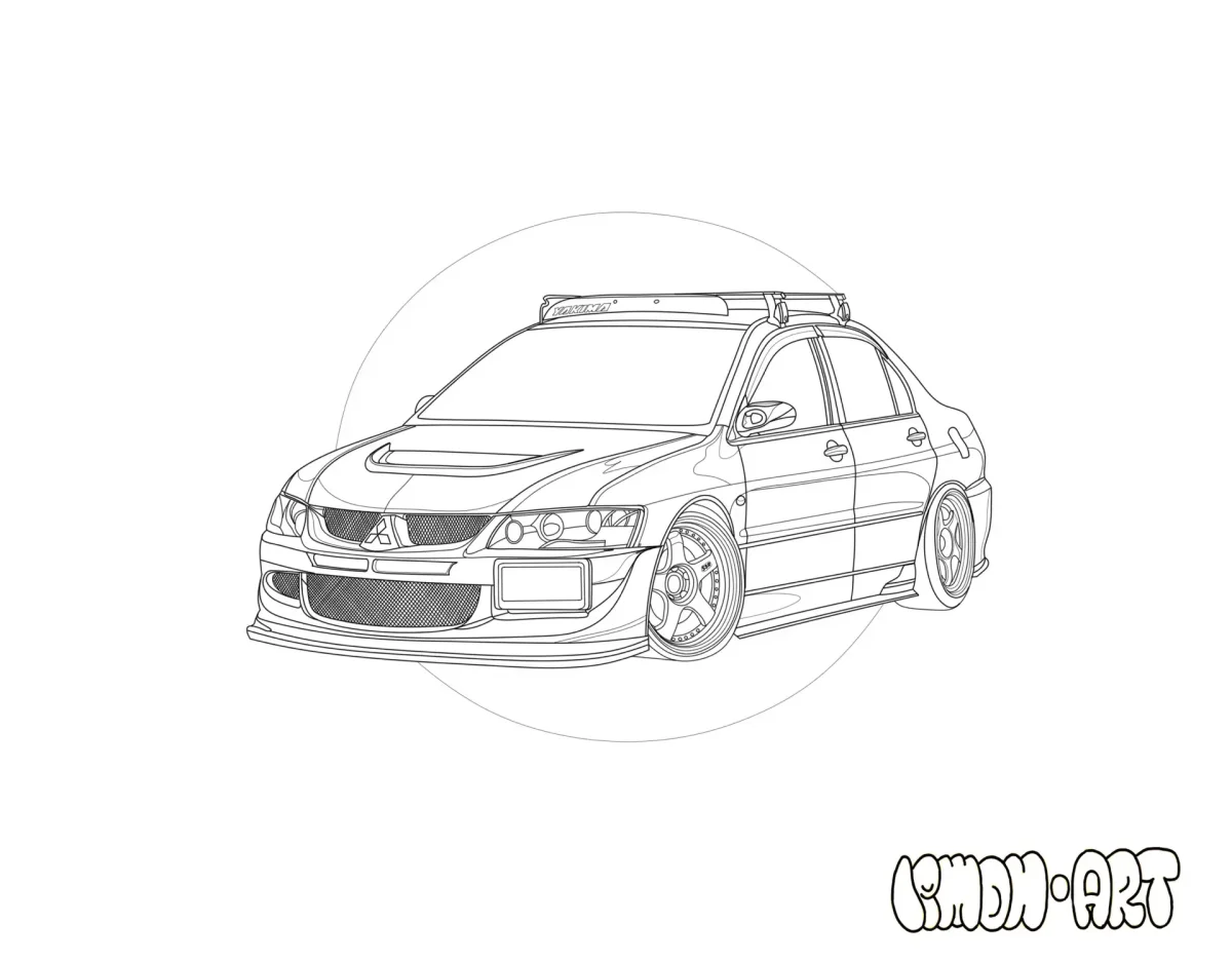 Раскраска Mitsubishi Lancer Evolution 9