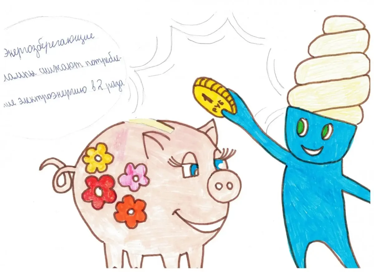 Раскраска лампочка энергосбережения для детей