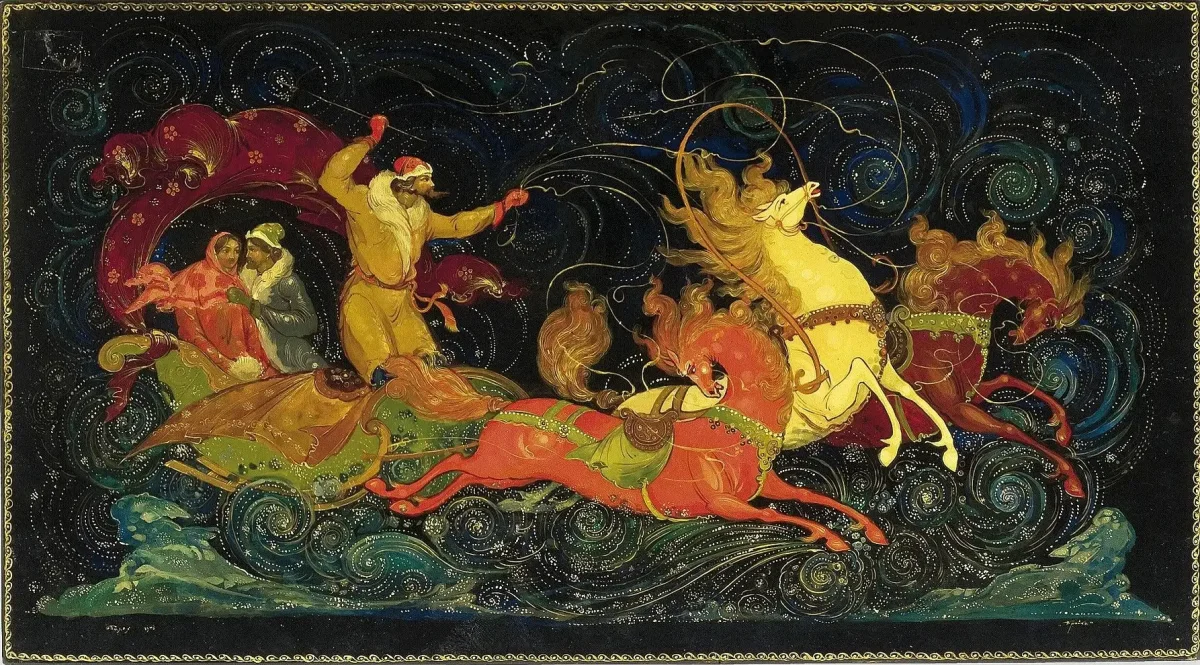 Палехская роспись тройка