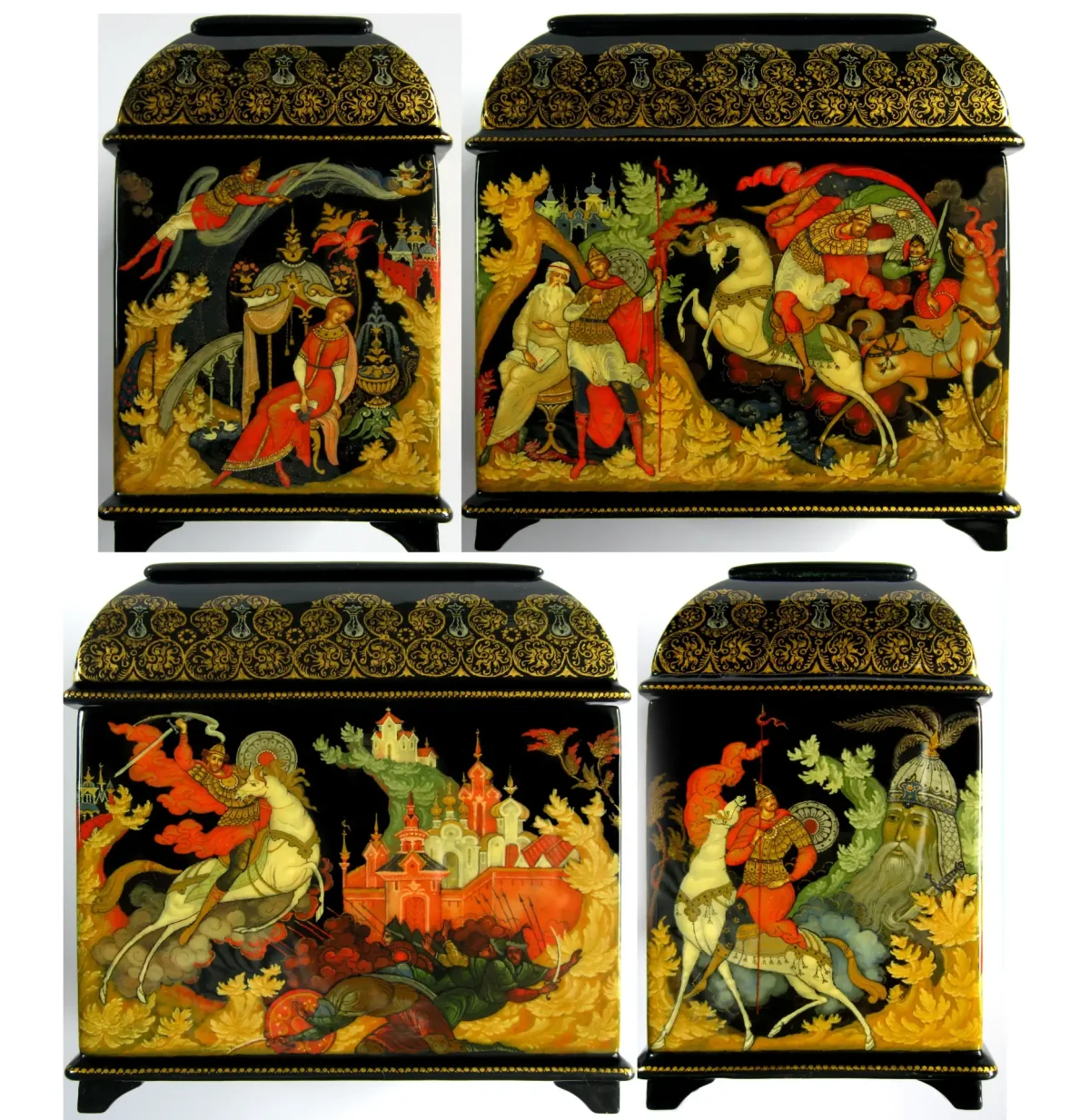 Лаковая миниатюра Скоморохи