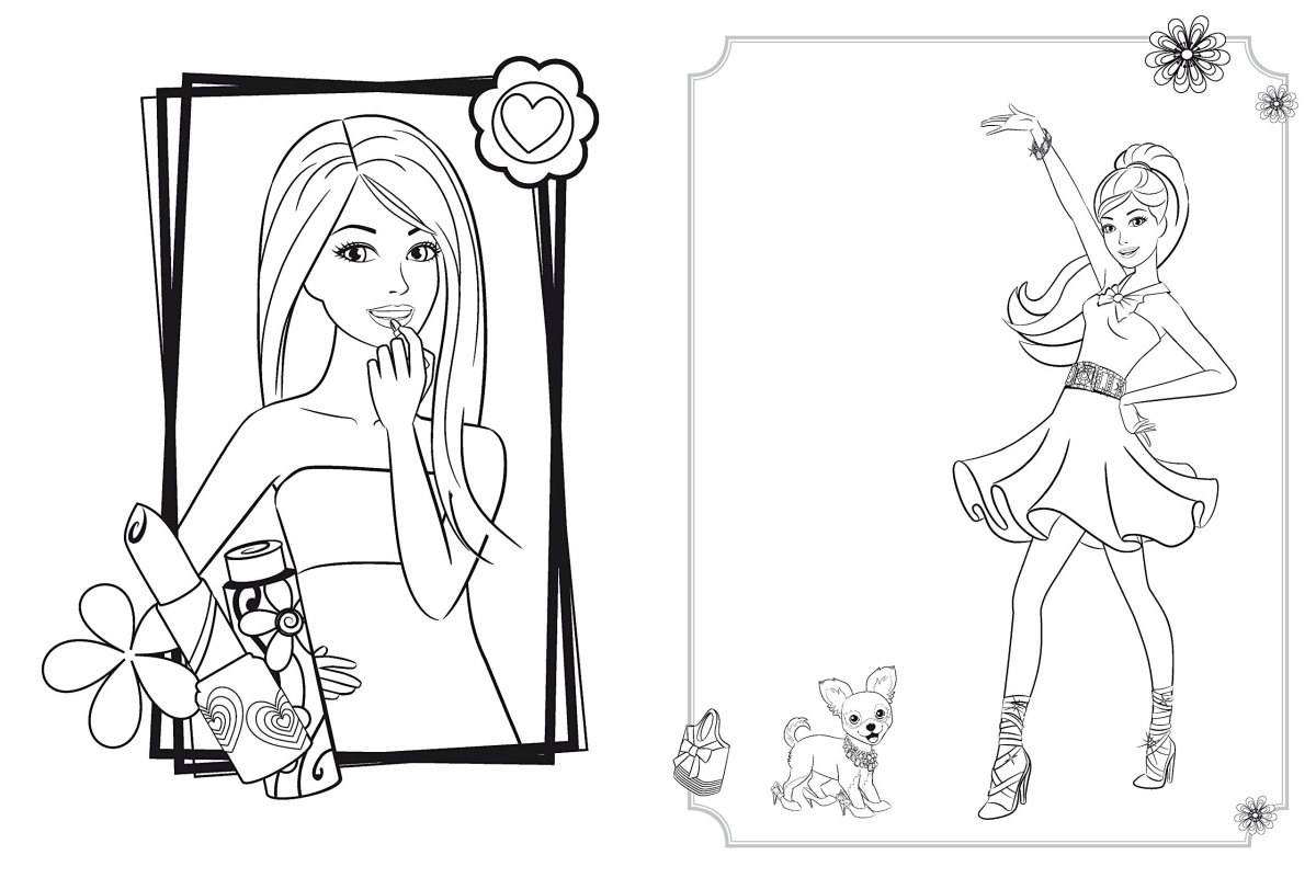 Раскраски Барби с нарядными платьями