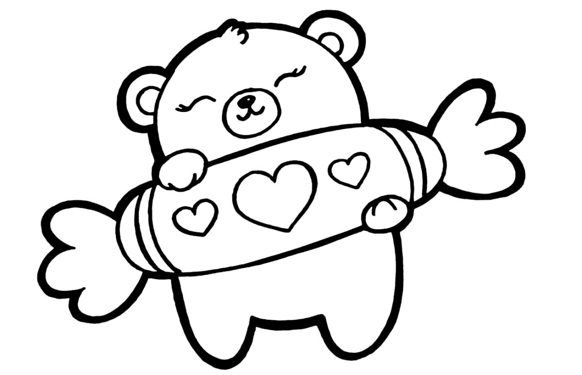 Мишка раскраска для малышей