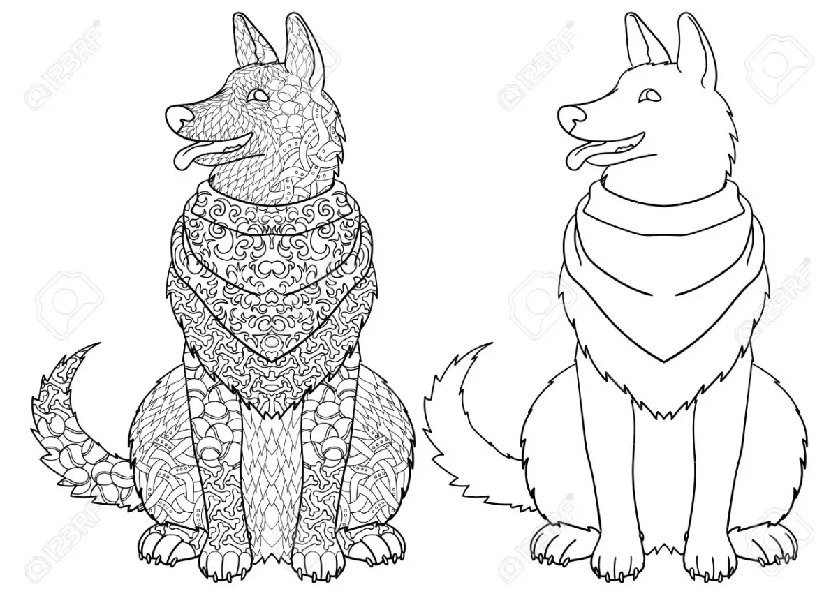 Раскраскаантистрес волк