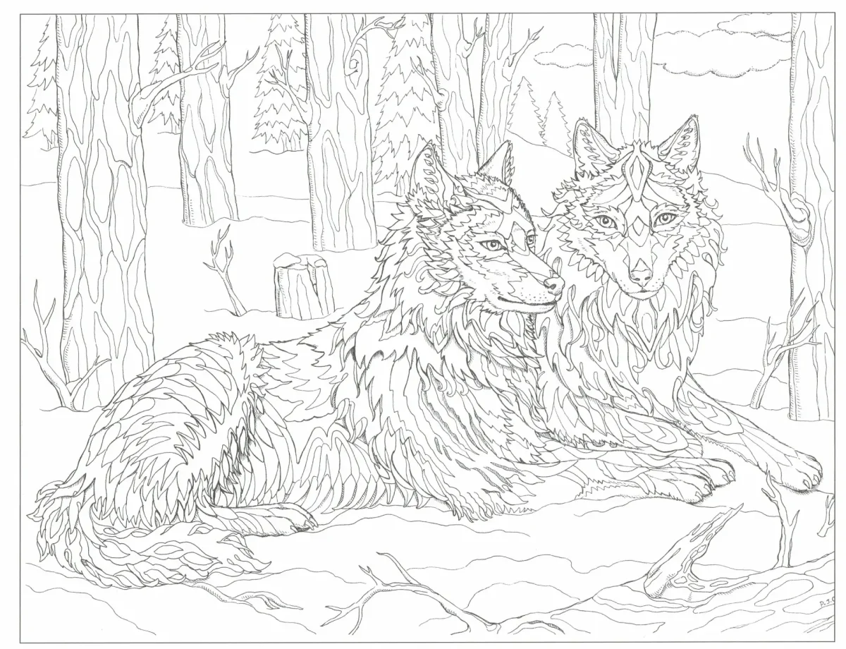 Раскраска антистресс волк