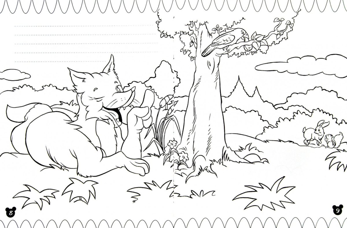 Лиса и сыр раскраска