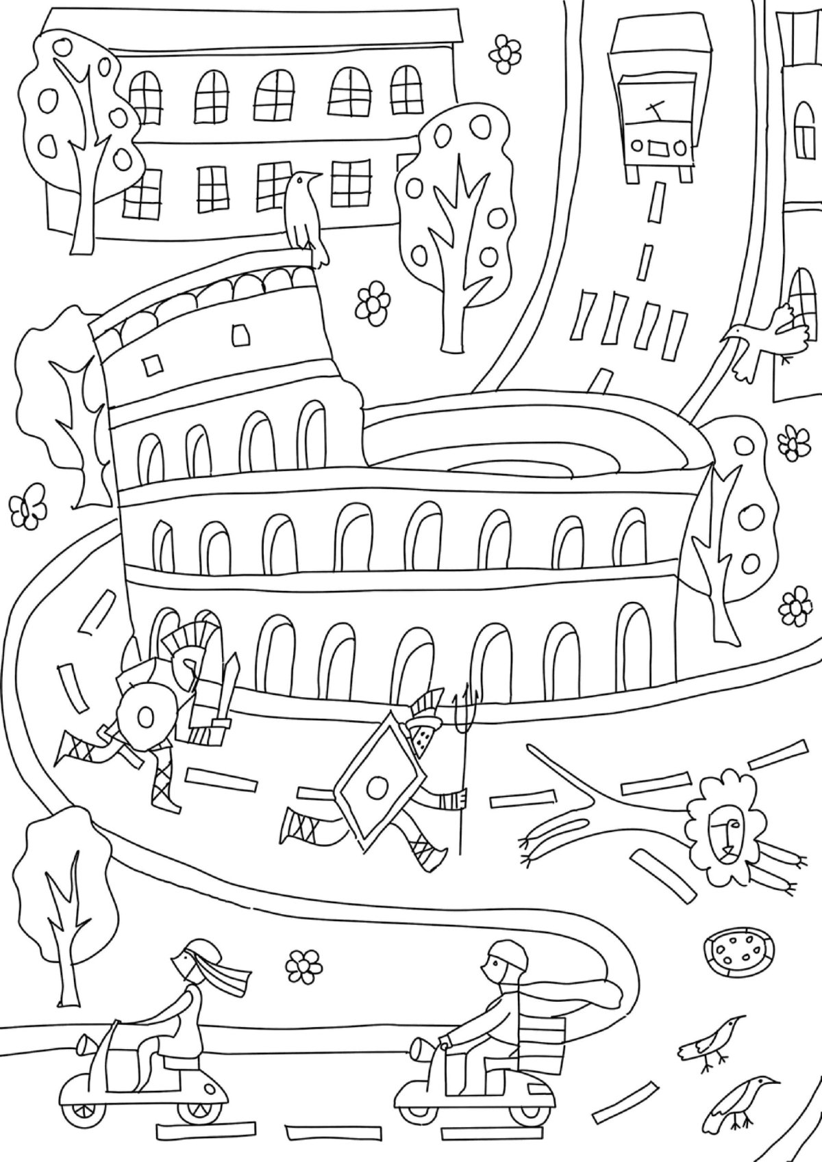 Колизей раскраска для детей