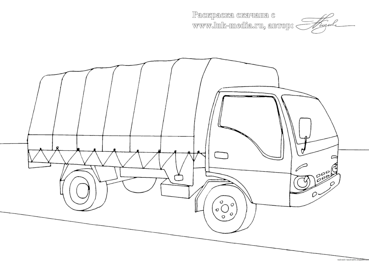 Раскраска грузовик сбоку