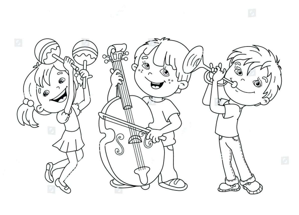 Оркестр раскраска для детей