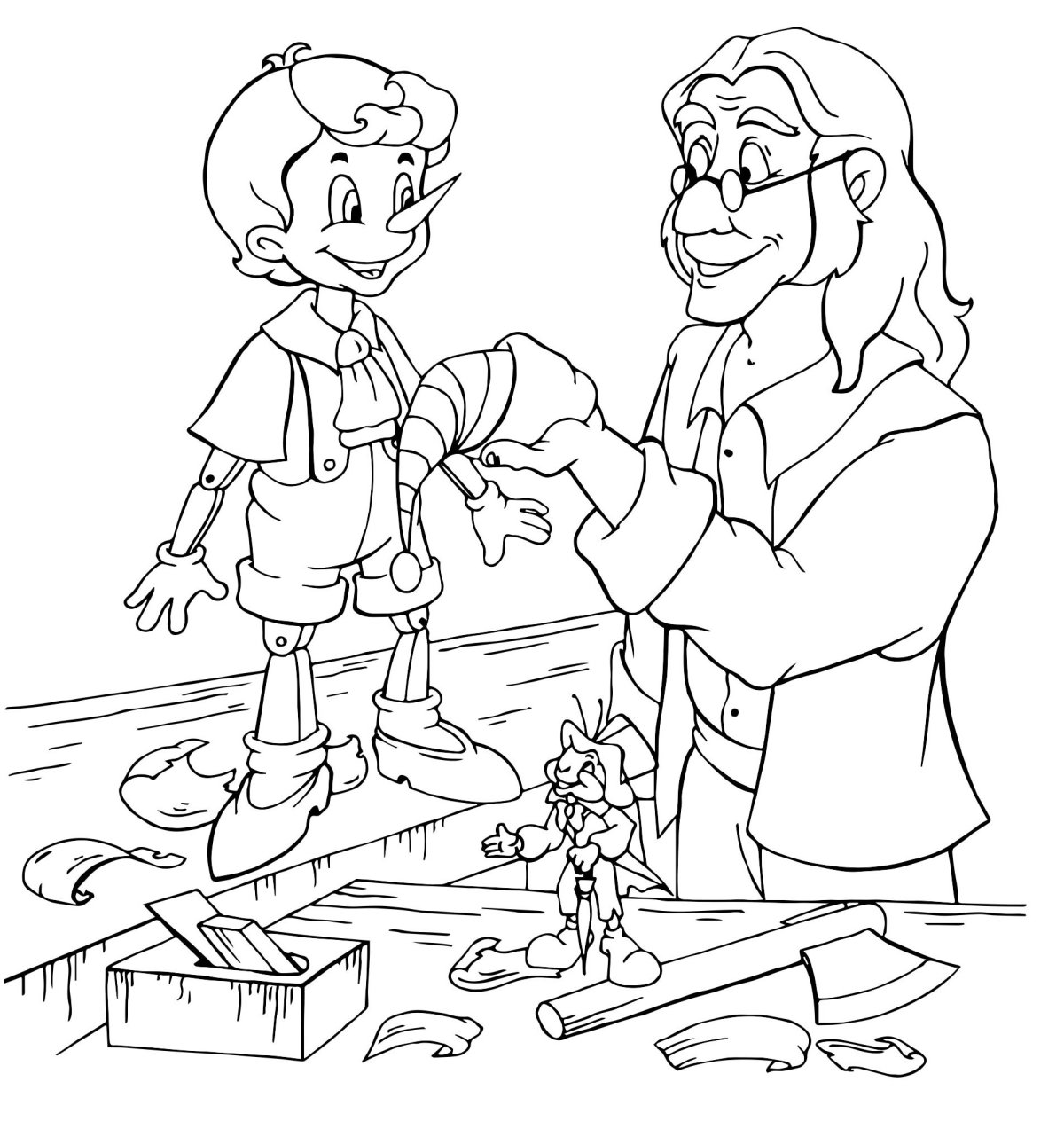 Папа карло из буратино раскраска