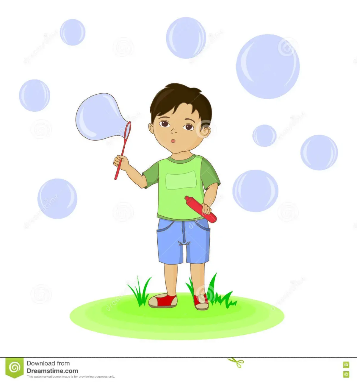 Мальчик надувает пузыри