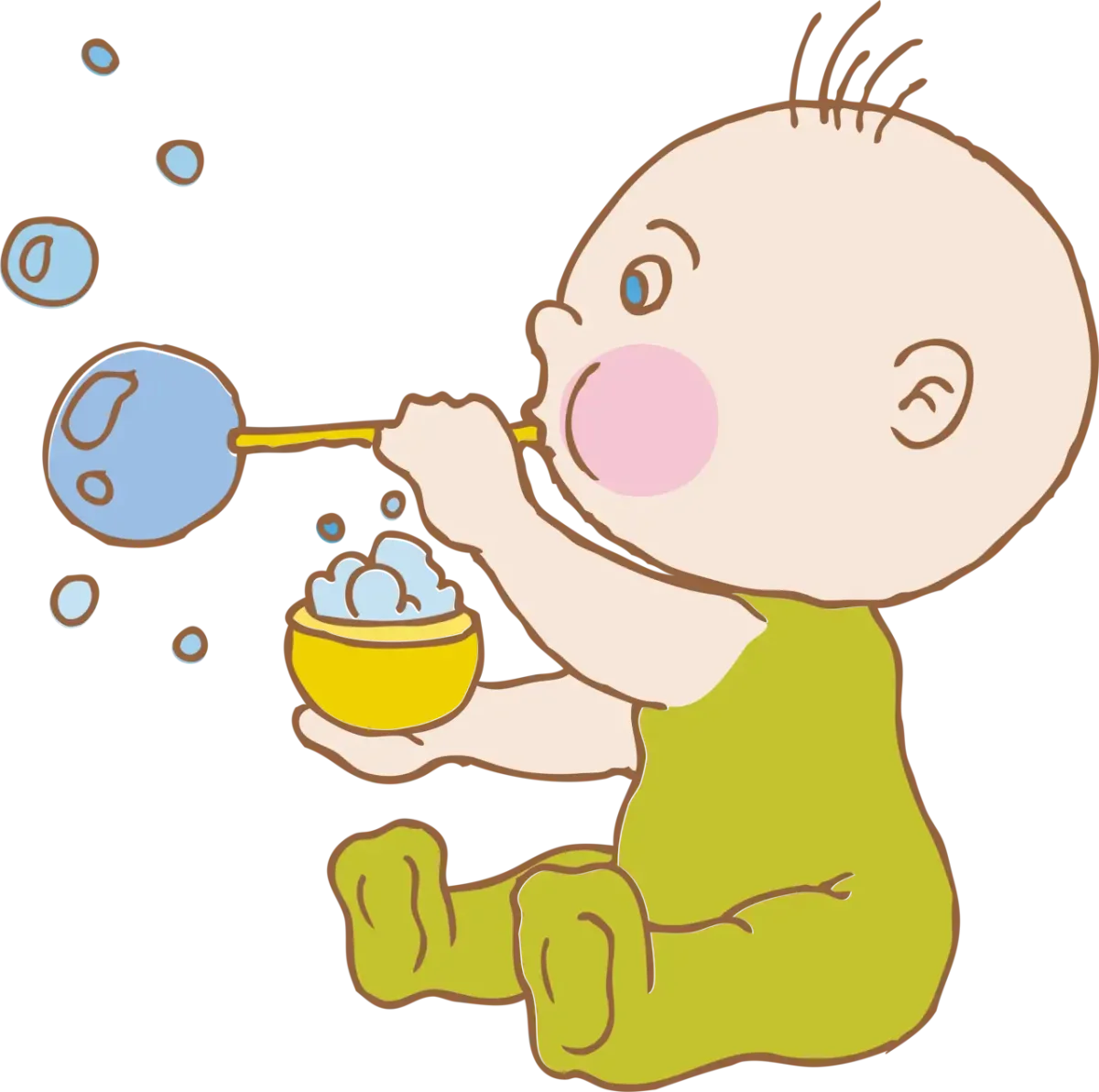 Малыш дует пузыри