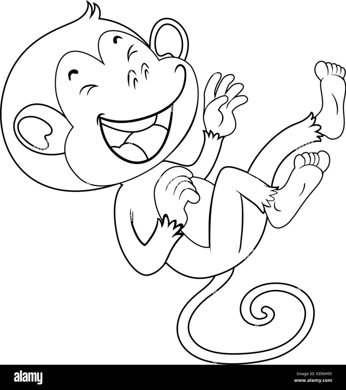 Раскраска буква о с обезьянкой