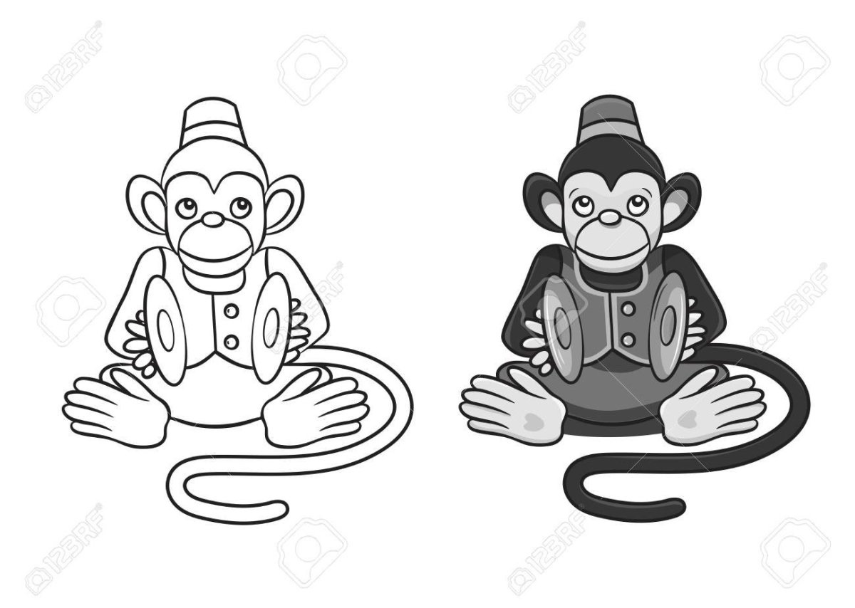 Мартышка и зеркало иллюстрация