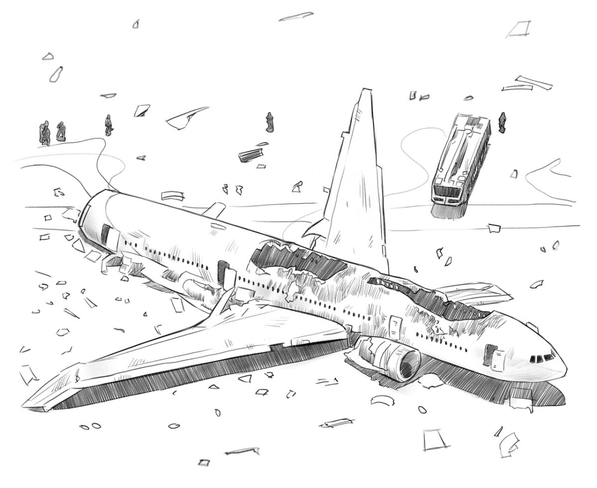 Крушение самолета раскраска