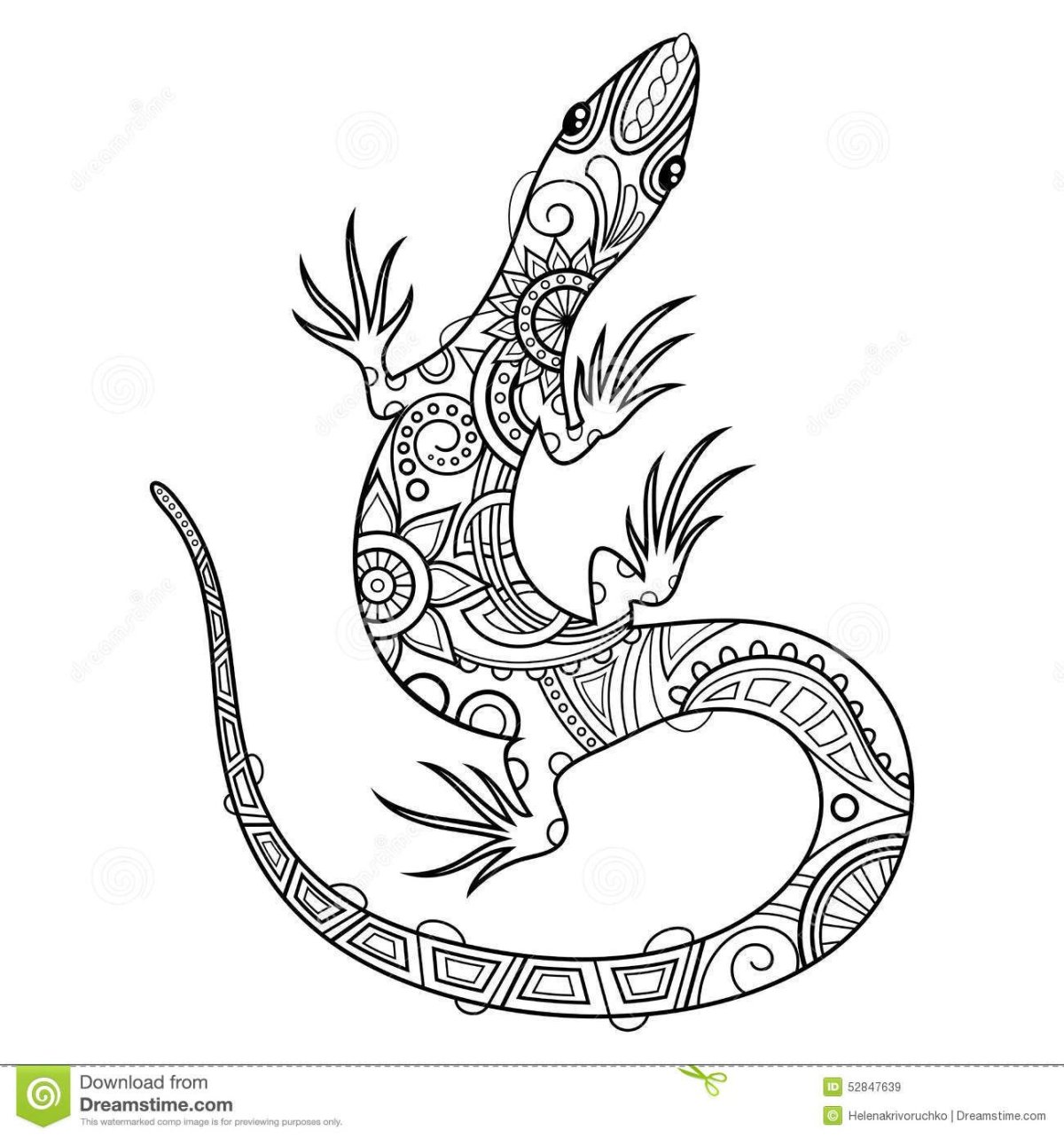 Игуана раскраска