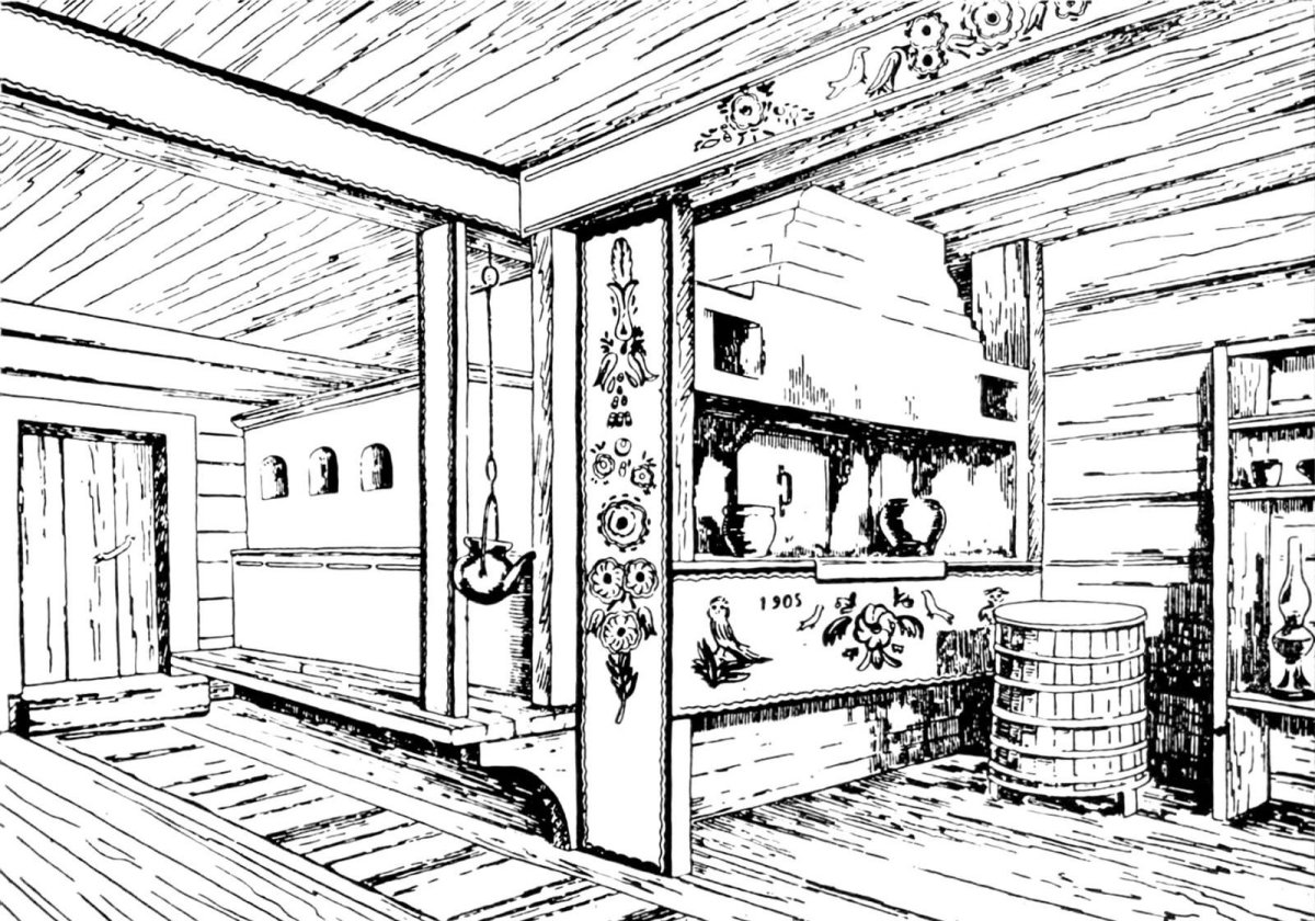 В.М.Максимов - Крестьянская изба 1869