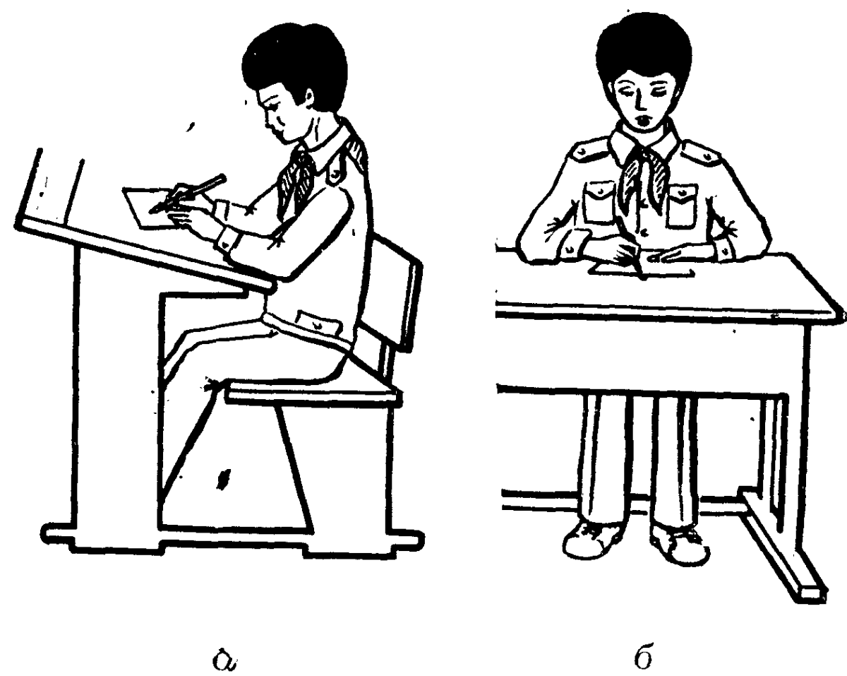 Правильная посадка ученика за партой