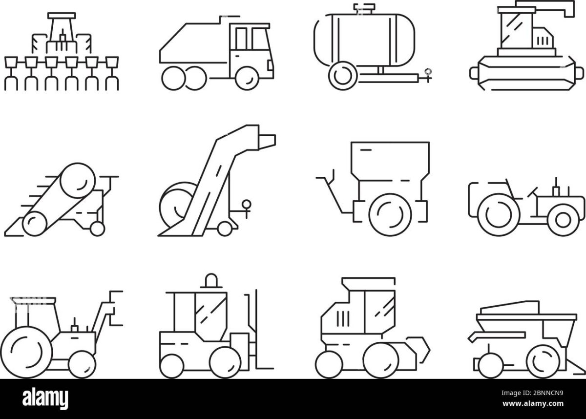 Раскраска трактор с бочкой
