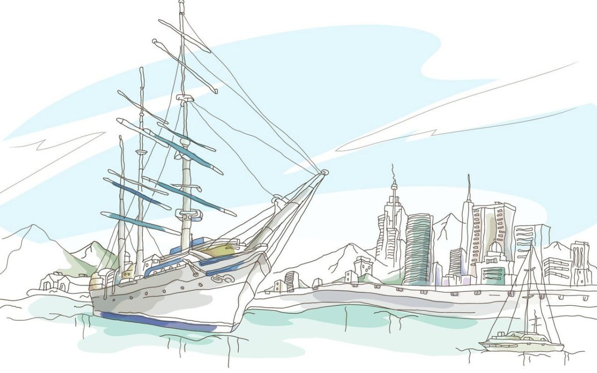 Морской пейзаж эскиз